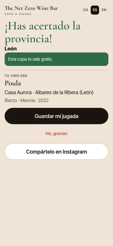 Correct answer screen