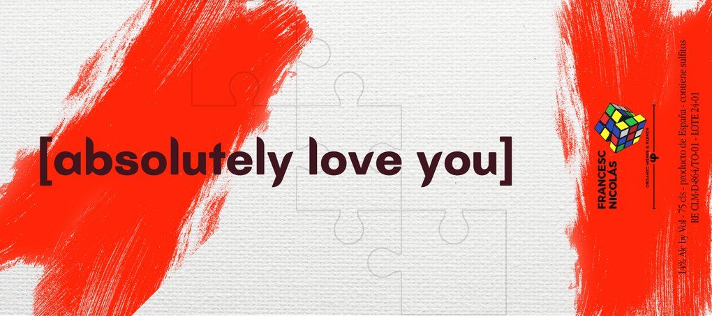 Etiqueta de Absolutely Love You 2024, vino tinto