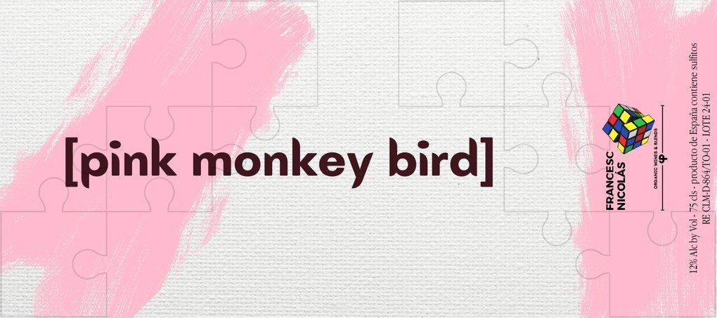 Etiqueta de Pink Monkey Bird 2024, vino rosado