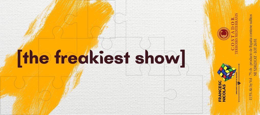 Etiqueta de The Freakiest Show 2024, vino orange